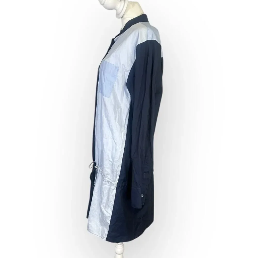 PUBLIC SCHOOL Masika Shirt Dress Womens 6 Navy Blue Drawstring Colorblock Cotton
